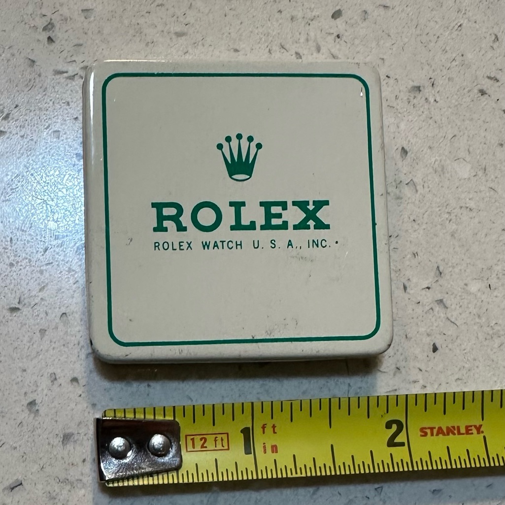 Genuine Used Vintage Rolex Watch Usa Green  White Watch Parts Tin Storage Box